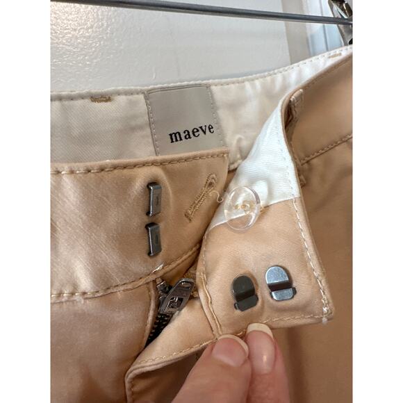 Anthropologie NWT Maeve Khaki Cropped Chino Pants Sz 6 High Rise Casual Neutral - Picture 6 of 8